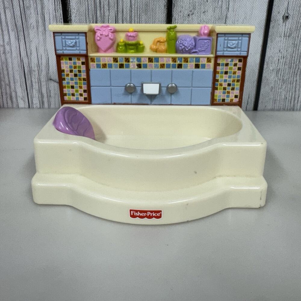 Fisher Price Loving Family Dollhouse Bathroom Bath Tub 2008 Collectible Mattel